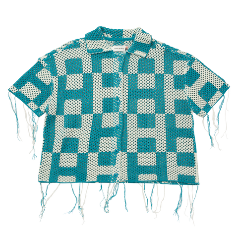 Unisex Crochet Button Down - Teal