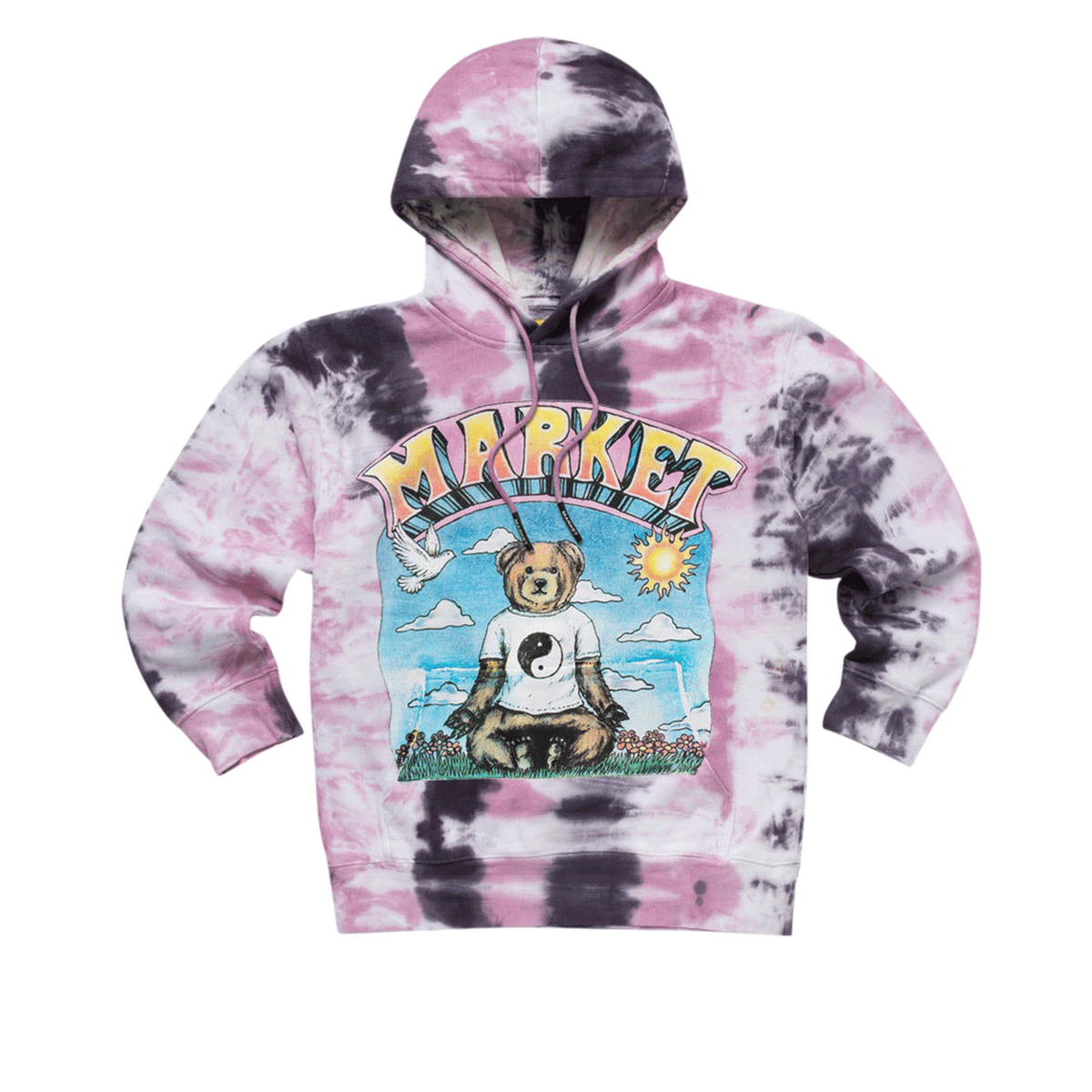 KNOWEAR Namaste Bear Tie Dye Hoodie Lavender Lizard