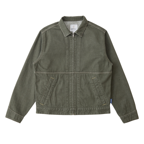 Japanese Slub Denim Jacket - Dark Sage