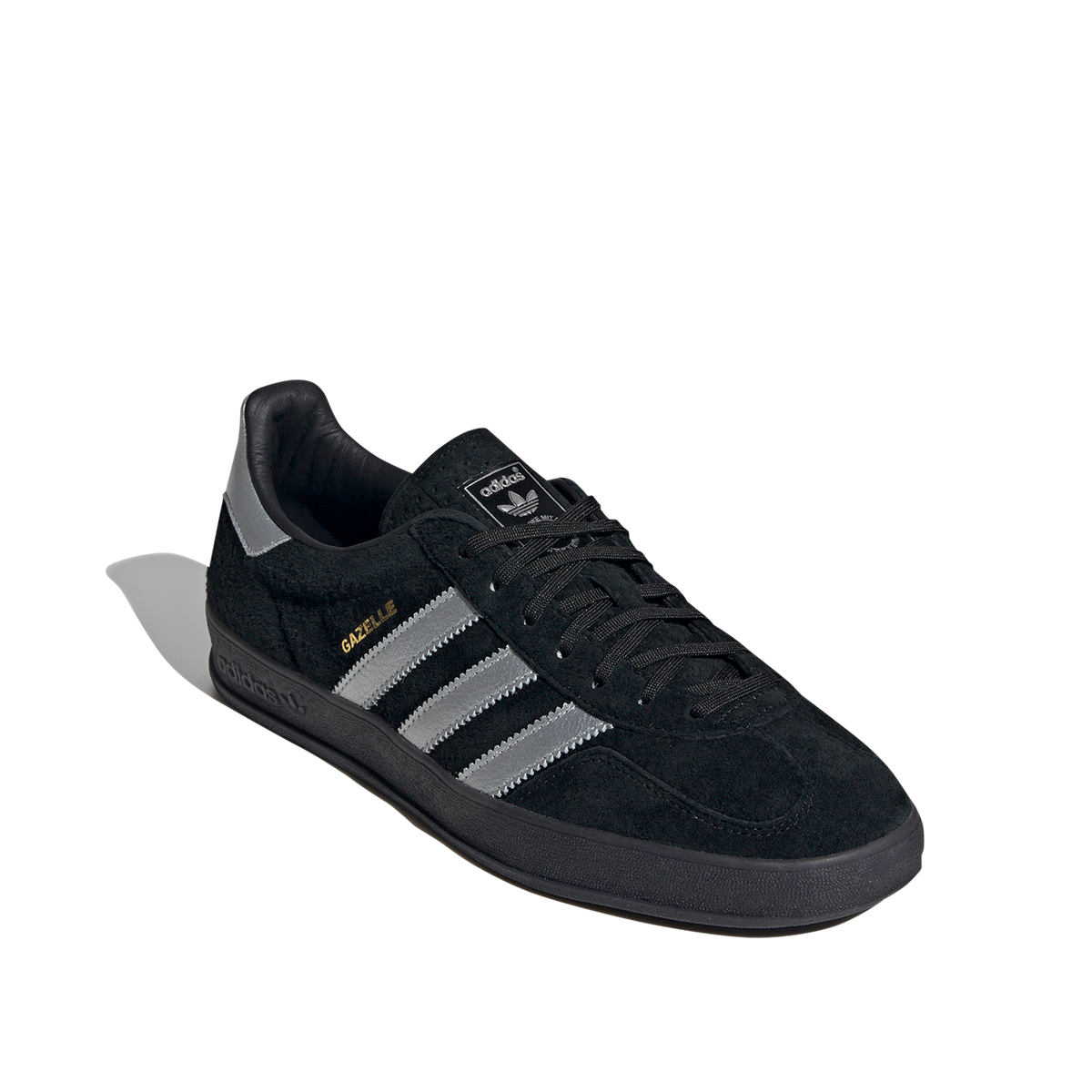 Black and silver adidas gazelle cheap