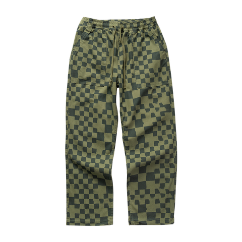 Printed Chef Pant - Olive Checker