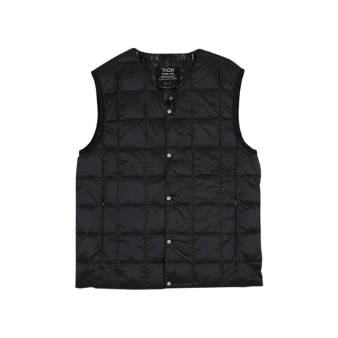 V-Neck Down Vest - Black