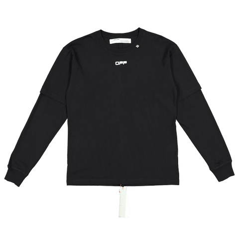 Wavy Line Logo Double Sleeve - Black